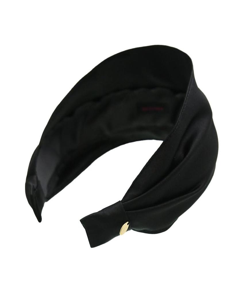 VINGTAINE Wide Satin Hair Headband, Wedding, Party, Accessory, Black, HK-35-BK