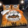 3-piece Halloween themed pumpkin, castle pattern, 1 quill cover+2 pillowcases, coreless, soft and comfortable bedding set