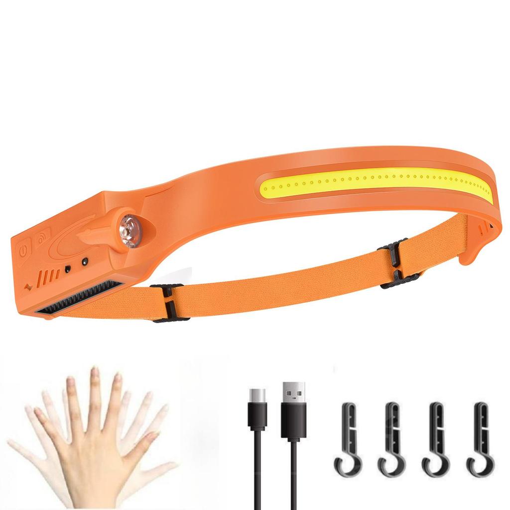 USB Rechargeable LED Headlamp for Cycling & Night Running - High-Intensity, Cross-Border Wave-Sensing