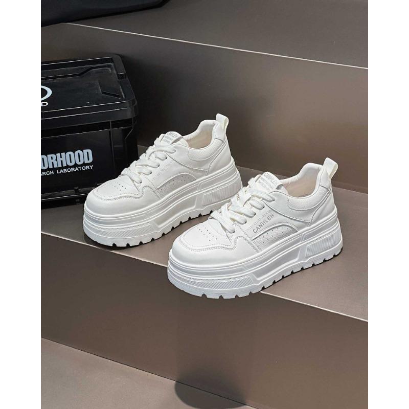 Thick-soled heightened breathable little white shoes women's new versatile lace-up air force casual sports shoes single shoe trend