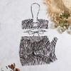 Striped Tie-Waist 3-Piece Bikini Set With Removable Pads Womens Swimwear Pool Beach Vacation