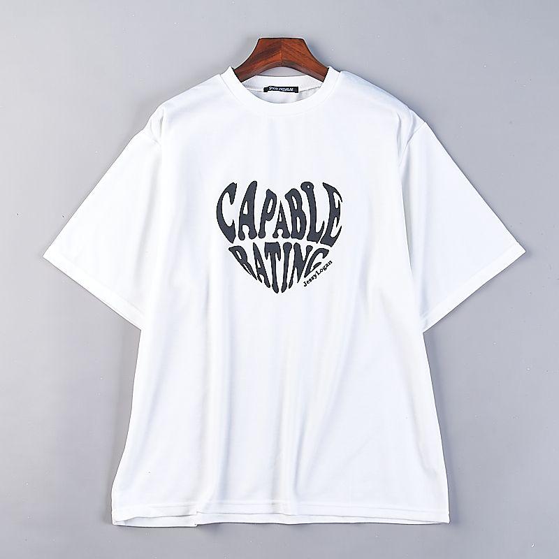 

Daily Order Loose Large Version BF Style Printed White T-shirt Men and Women Trendy 78345 Summer Mid Length Long Length round Neck Short Sleeve Tops 1 White. M