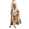 Boho Plus Size Cotton Linen Dress for Women Summer Sleeveless Printed Loose