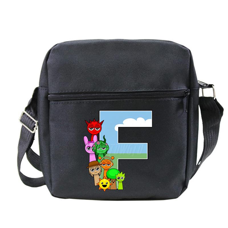 Fashion Children'S Shoulder Bag 26 Letters Personalized Printing Rhythm Box Black Messenger Bag Stationery Bag