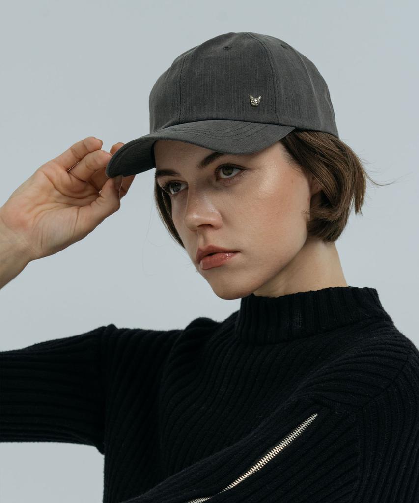 DOLIGRAM Basic Cat Rivet Washed Cap Gray