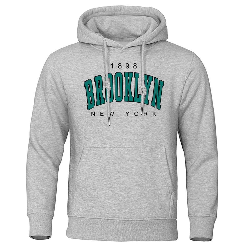 1898 Brooklyn New York bedruckter Herren-Kapuzenpullover, Kreativität, Rundhalsausschnitt, Kleidung, modisches Oversize-Sweatshirt, modischer Kapuzenpullover mit Rundhalsausschnitt, männlich