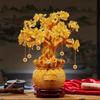 Citrine Money Tree Figurine: Attracts Wealth & Fortune, Perfect for Wine Cabinet or Living Room Entrance Decor.