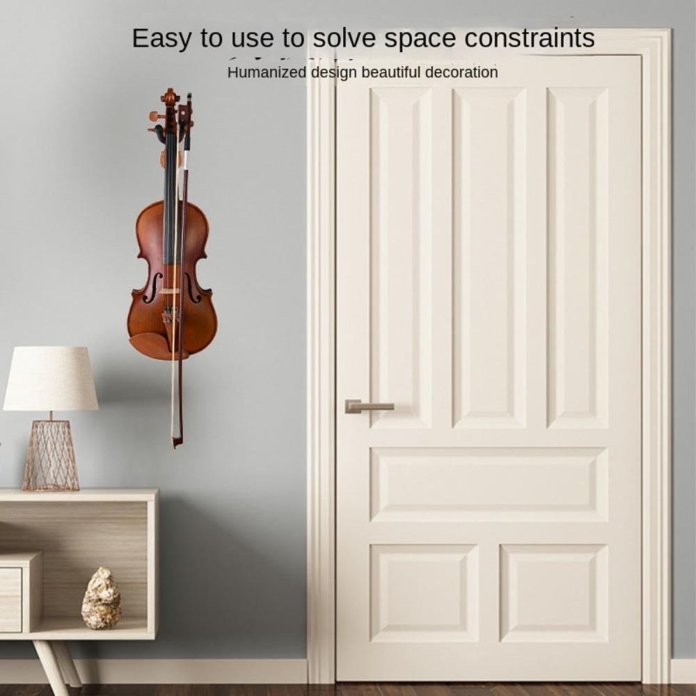 Wood Base Wall Mounted Violin Hook Hardwood Violin Holder with Bows Hook  Home Studio Wall
