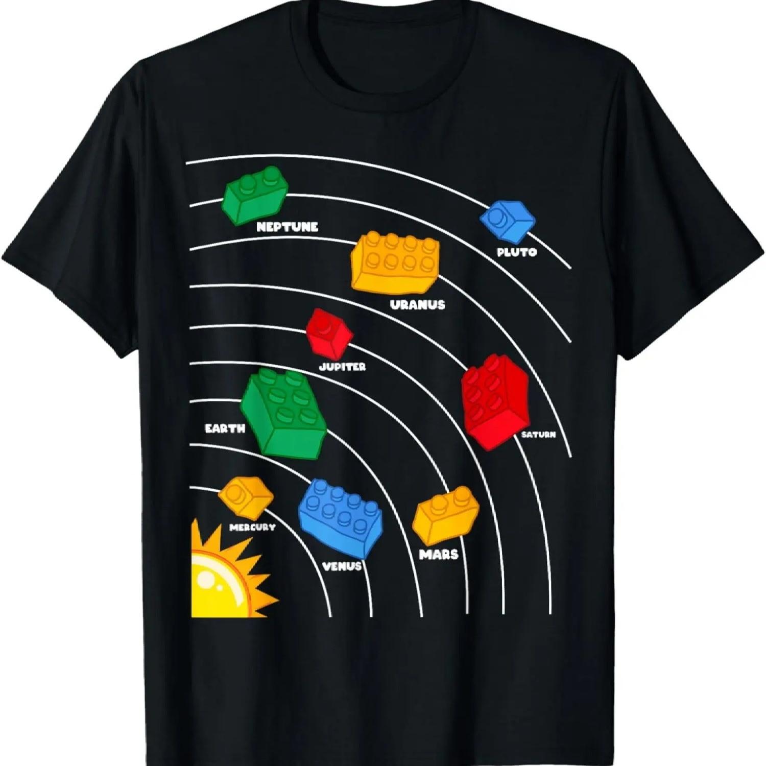 

Boys Space Planet Master Builder Science Building Blocks T-Shirt S чёрный