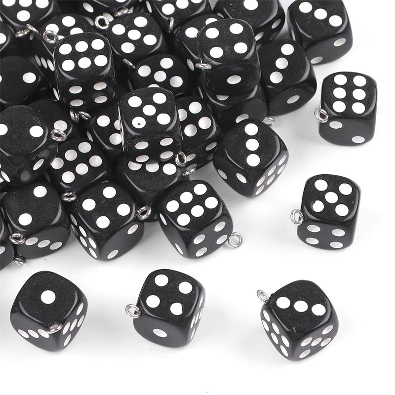 

14 мм смолы подвески квадратные кости кулон для ожерелья браслет DIY изготовления ювелирных изделий 6pcs чёрный