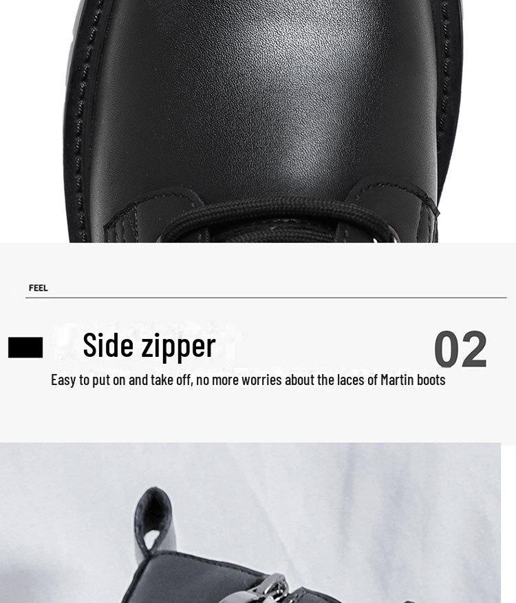 Pánské britské ležérní vysoké kožené boty Martin s bočním zipem, silnou podrážkou, styl 96116-R