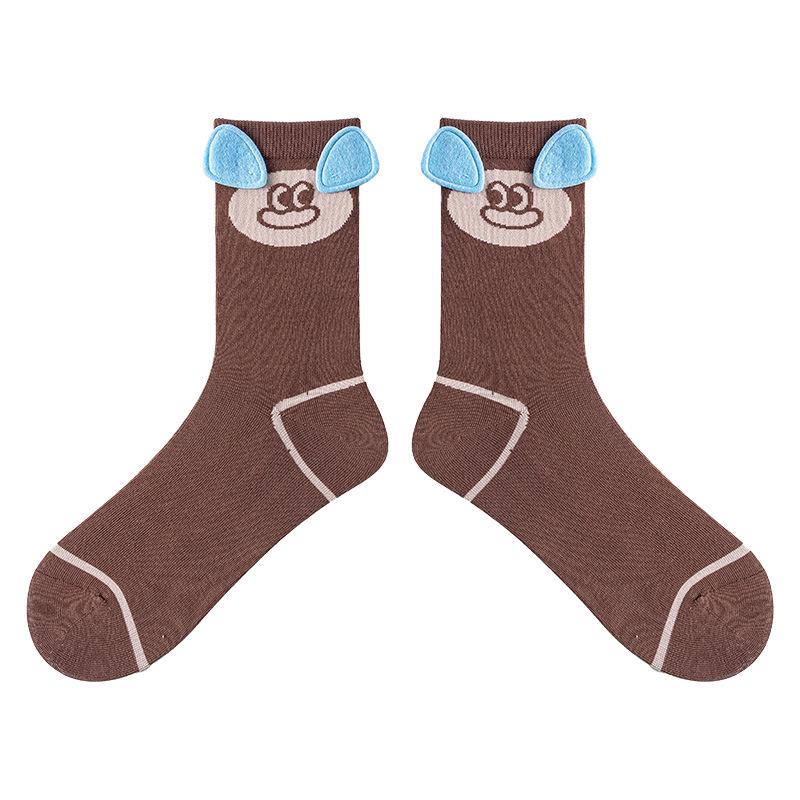 

Fashion Cartoon Illustrations Featuring Cute Short Socks for Women, Trendy Summer Socks. 1 pair кавовий