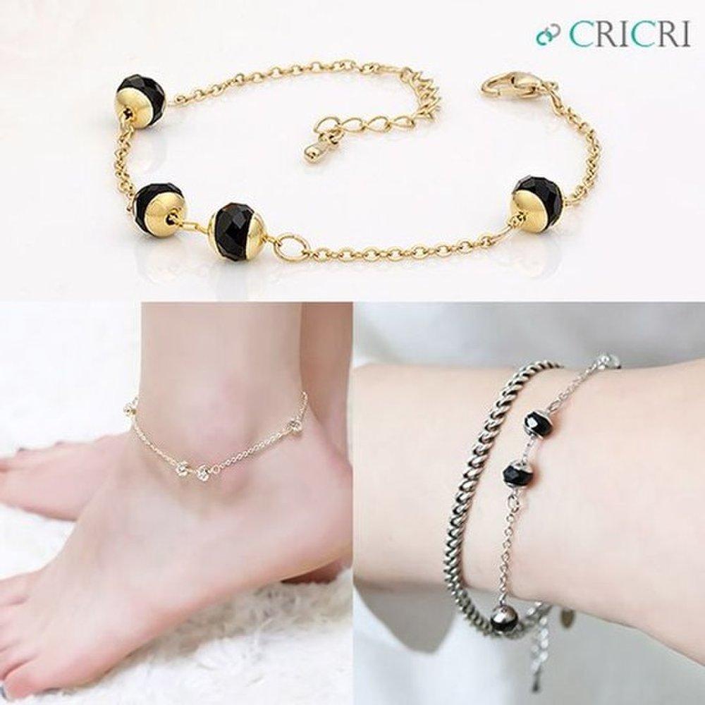 

Crystal ball chain bracelet, anklet bracelet, birthday gift bracelet, summer bracelet, daily bracelet Clear Anklet_Silver