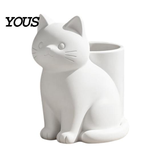 Creative Desktop Storage Solution Cute Cat Pen Holder, 3D Printed Kitten Pencil Cup, Multi-functional Mechanical Balance Holder Organizer for
