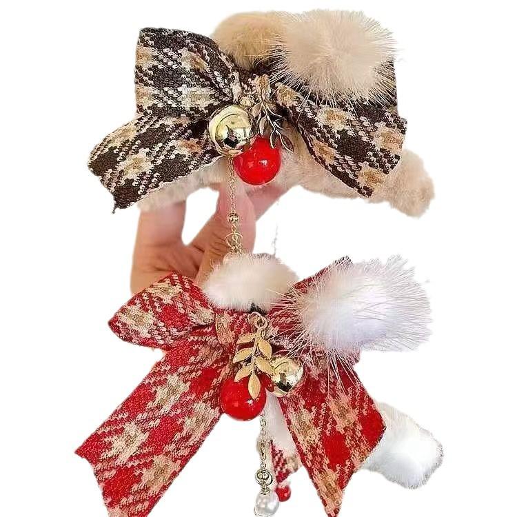 Festliche Plüschschleife Quaste Glocke Krallenklemme für Hochsteckfrisuren