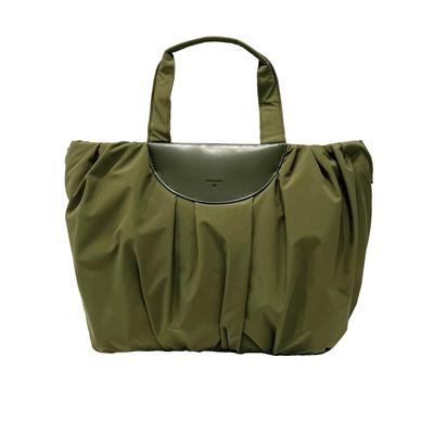 1343 Bolsa tote horizontal A4 plissada macia SC média abóbora [Rootote] (02 Cáqui)