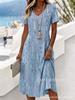 New digital printing, short-sleeved V-neck slim skirt dress creative shading skirt no