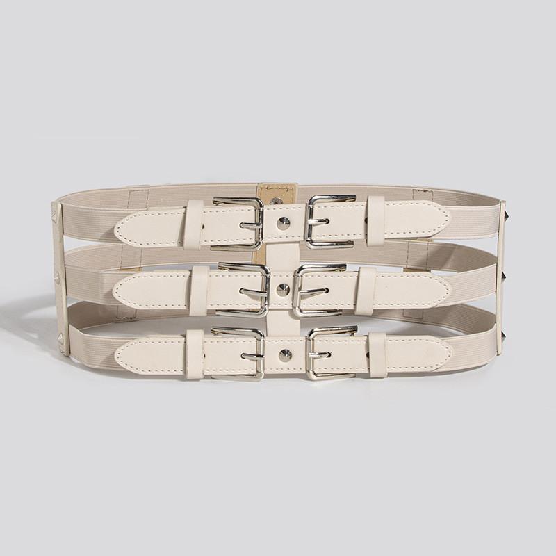 Punk Wide Female Waist Belt With Adjustable Length For Party And Daily Wear