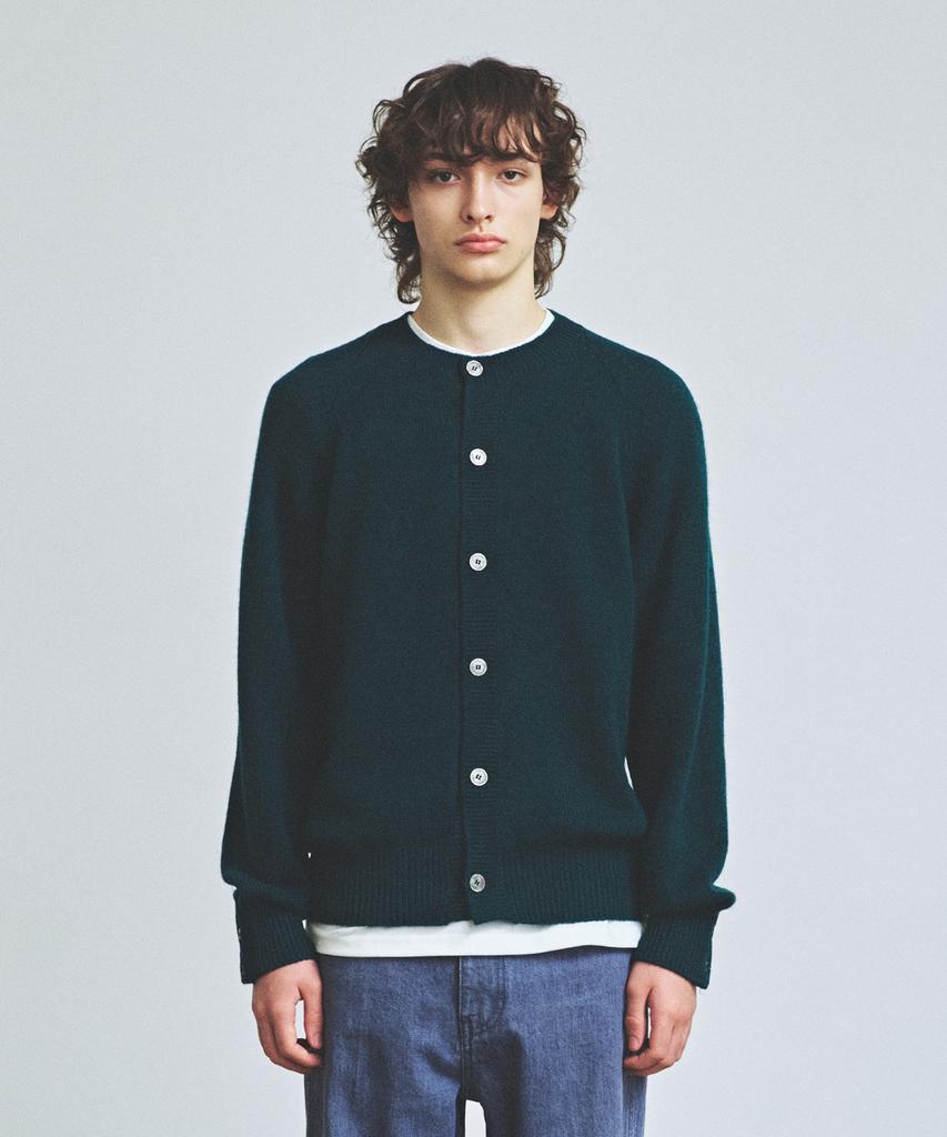 Knitted Shaggy Dog 100% Wool Round Cardigan Dark Green