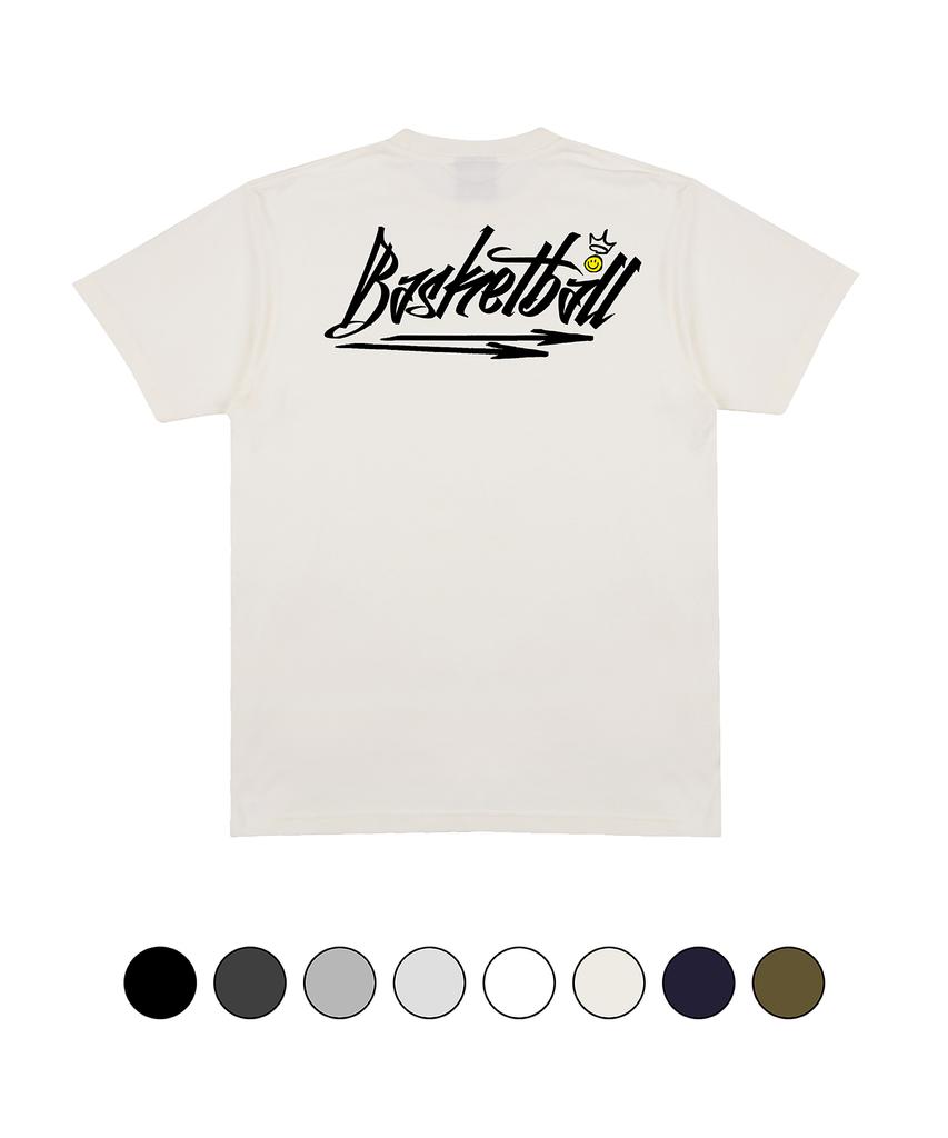 CREAM SODA LAB Basketball Short Sleeve T-Shirt Oversized Ivory Black