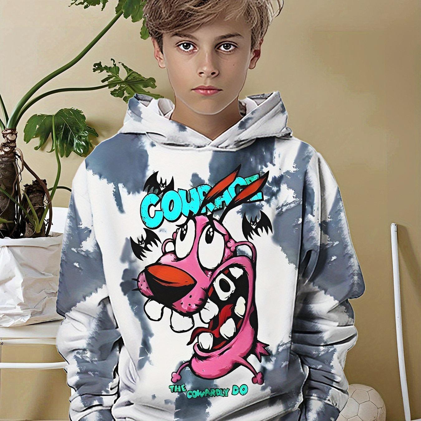 

Cool casual, digital print, hoodie pink cartoon dog print loose fashionable casual top hoodie 13-14Y
