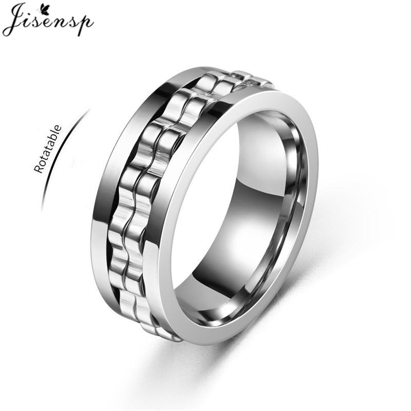 

Anti Stress Rotatable Gear Chain Stainless Steel Ring for Men Punk Black Anxiety Spinner Fidget Rings Rock Biker Jewelry Gifts 6