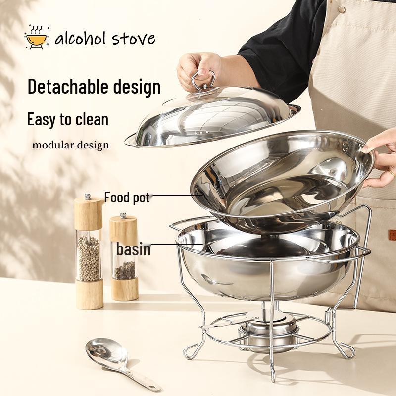 Stainless Steel Round Buffet Stove - Commercial Heated Food Warmer