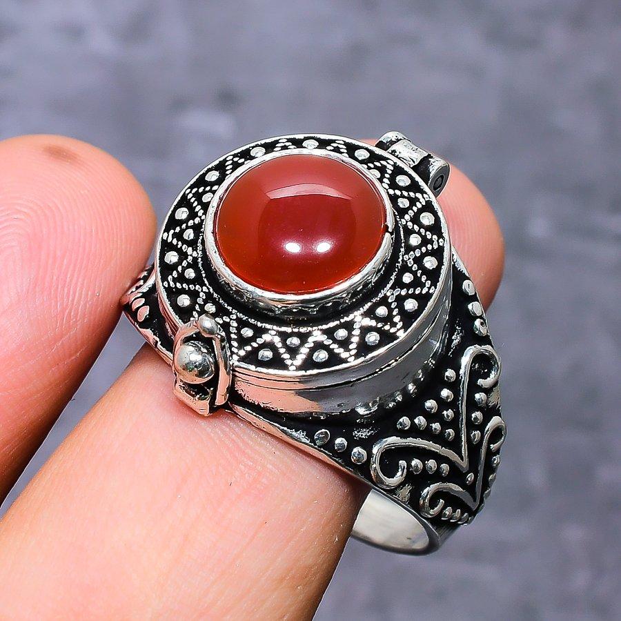 Natural Carnelian Gemstone 925 Sterling Silver Jewelry Ring Size 14 M9c67