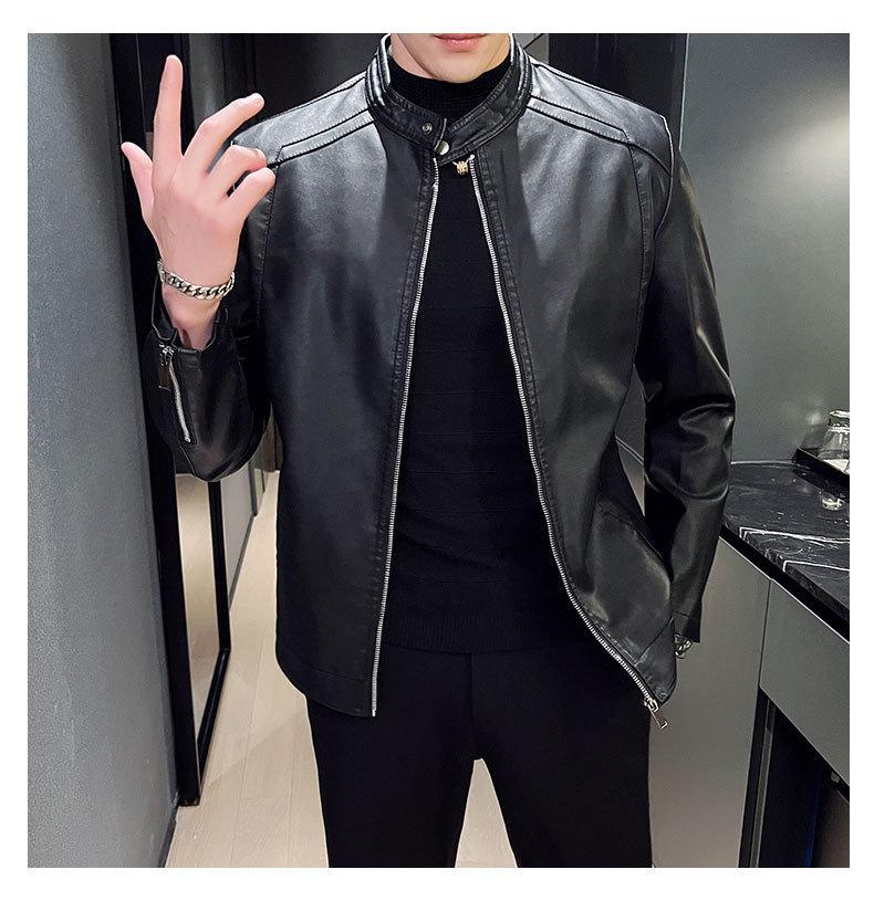 Men's Slim Casual Korean Style Leather Motorcycle Jacket