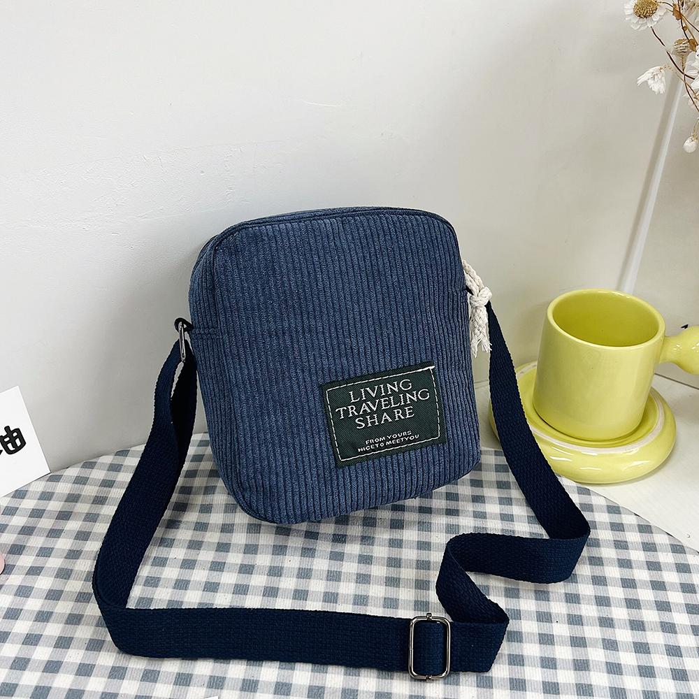 FASHION Cute Girl Canvas Bag Ins Small Crossbody Bag Female Student Solid Colour Simple Adjustable Strap Shoulder Bag Daily Women'S Bag
