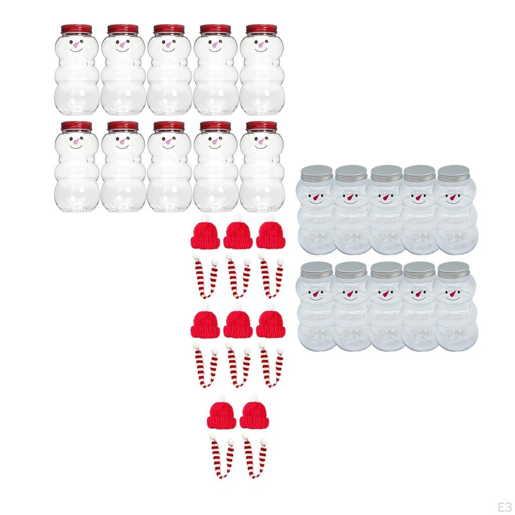 10x Snowman Juice Bottles Christmas 500ml Clear for Climbing Camping Red