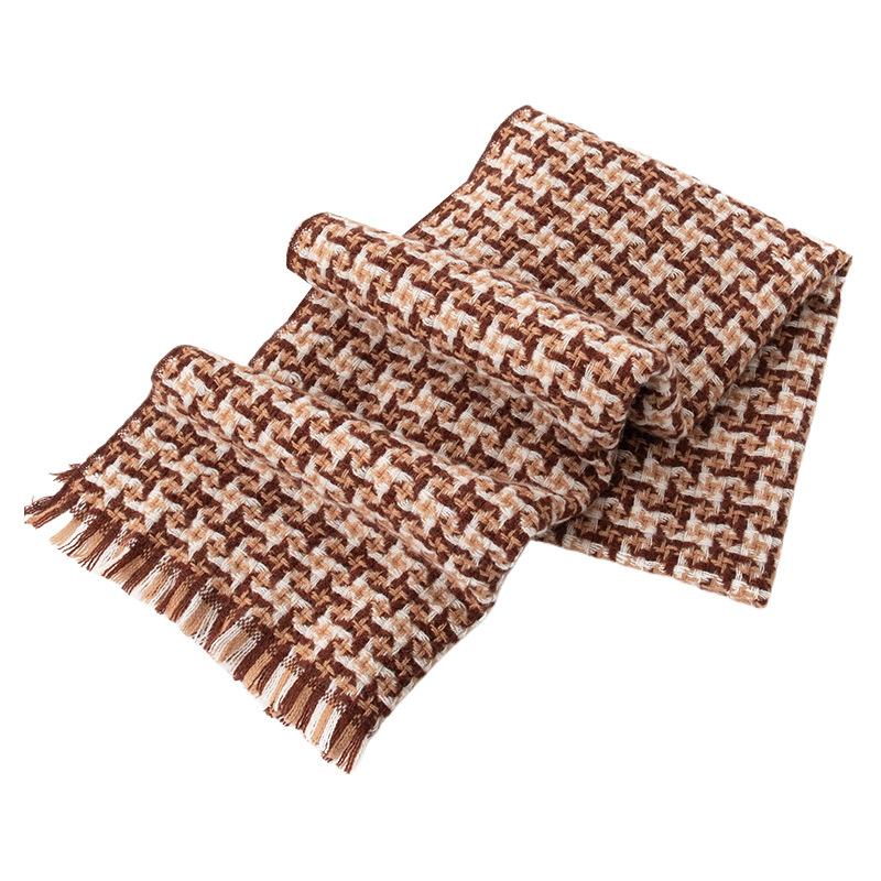 Autumn and Winter New Thickened Plaid Sheep Wool Cashmere Feel Scarf Female Couple Fashion Scarf
