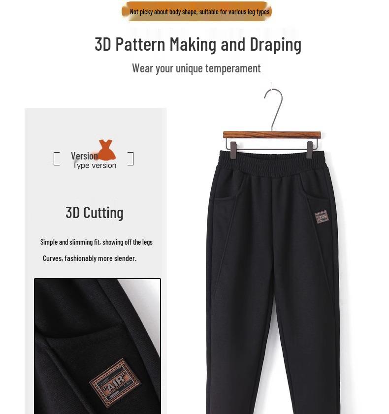 Women's Fleece-Lined Harem Pants for Spring, Autumn, and Winter – Ideal for Middle-Aged and Elderly