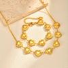 Personalized Exaggerated Stainless Steel Plated 18K Gold Hollow Heart Bracelet Necklace Br-2721