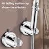 Suction Cup Shower Head Holder Movable No Drilling Wall Mount Handheld Shower Head Holder Silver Black