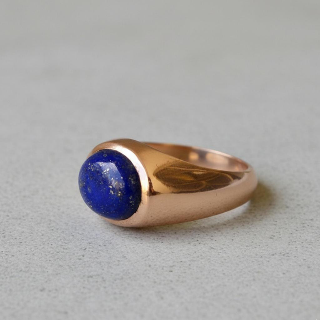 Lapis Lazuli Oval Signet Ring, 925 Sterling Silver Jewelry, Handmade Pure Copper Ring, Promise Ring