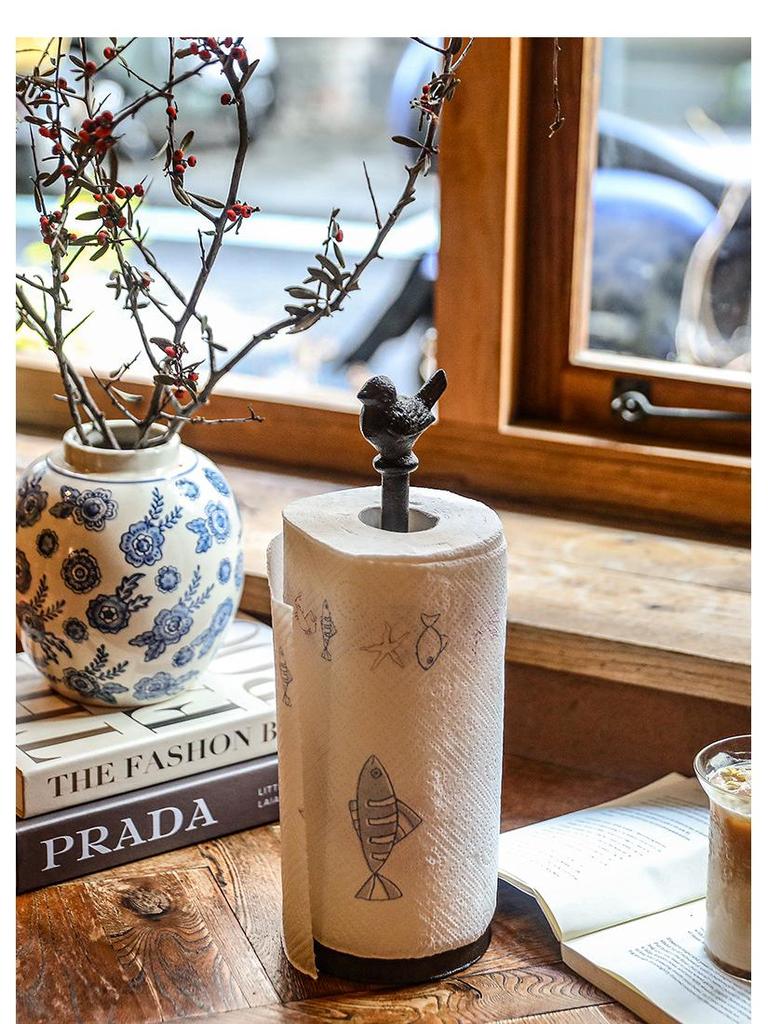 Retro Cast Iron Bird Tissue Holder for Home & Kitchen