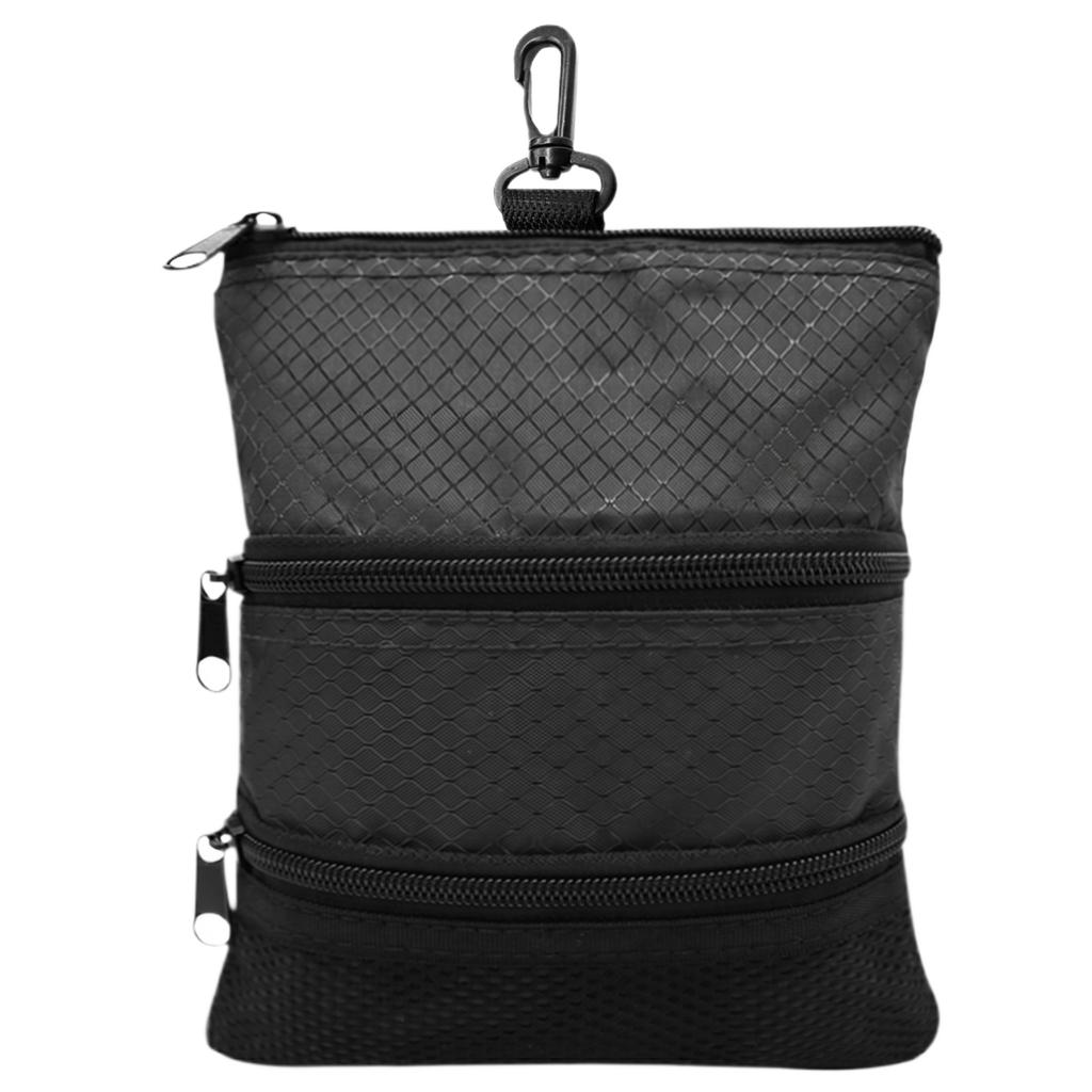 Bolsa de Golfe de Três Camadas Portátil com Zíper para Pendurar na Cintura Porta-Acessórios para Tacos de Golfe com Clipe para Fixação Fácil