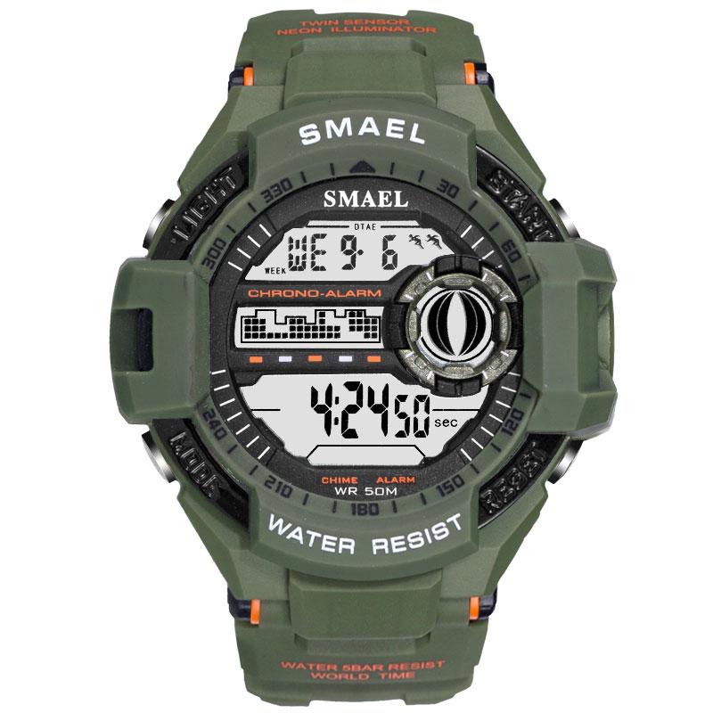 Orologio Digitale Militare Uomo – Sportivo, 50m Impermeabile, Sveglia, Cronometro, LED, 12/24h – Cassa 45mm, Cinturino Regolabile – Tattico Per Outdoor