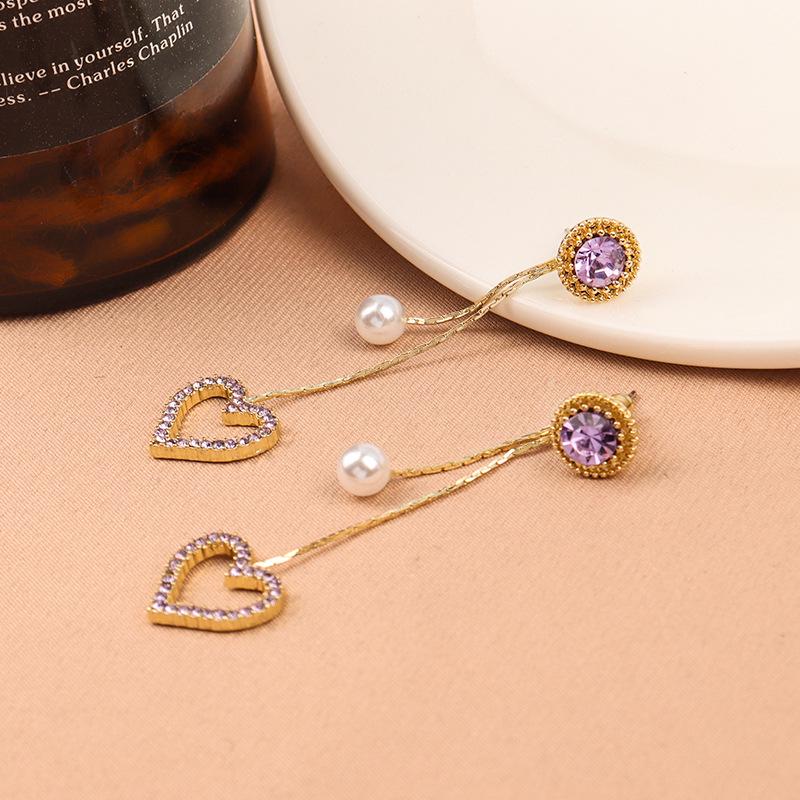

S925 Silver Needle Purple Tassel Stud Earrings for Women - Light Luxury, Versatile Fashion