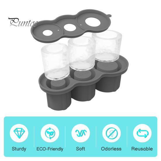 Beverage Ice Mold Silicone Cylinder Cube Tray for 20-40oz Tumbler Cup with Lid Hollow Shape Stackable Easy Release Juice Whiskey Cocktail Cubes Maker