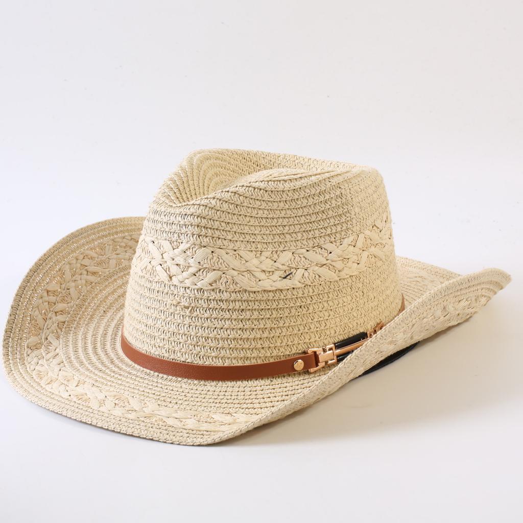 Popolare cappello da cowboy western classico europeo e americano intrecciato in paglia per uomo e donna moda outdoor stile OL cappello a cilindro intrecciato