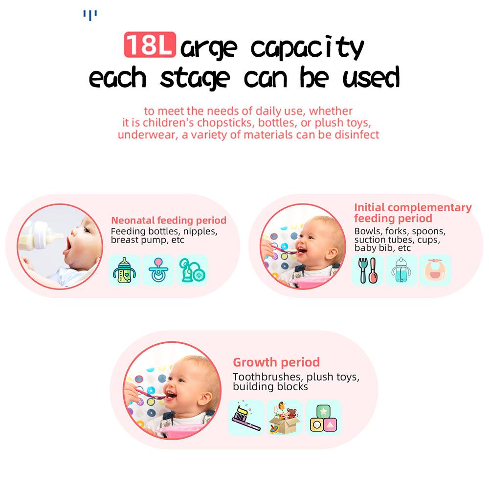 Sterilizator 2-în-1 pentru biberoane și uscător Sterilizator UV pentru biberoane 100W Dulap de dezinfecție cu LCD