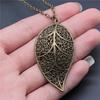 Antique Silver Color Antique Bronze Color Leaf & Branch Pendant Necklace Tree Leaves Necklace For Women Metal Long Chain