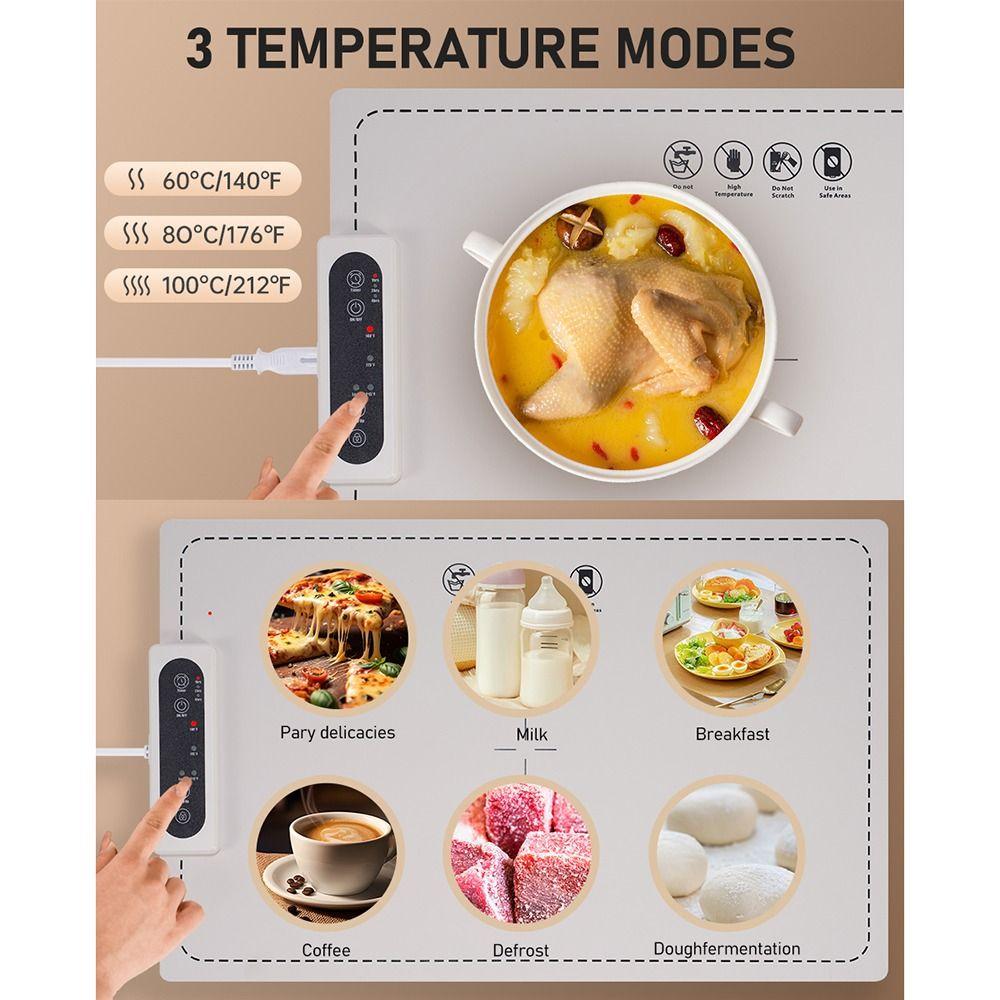 Foldable Food Warm Tray 3 Modes Silicone Food Warmer Mat Electric Insulation Board  Dining Table