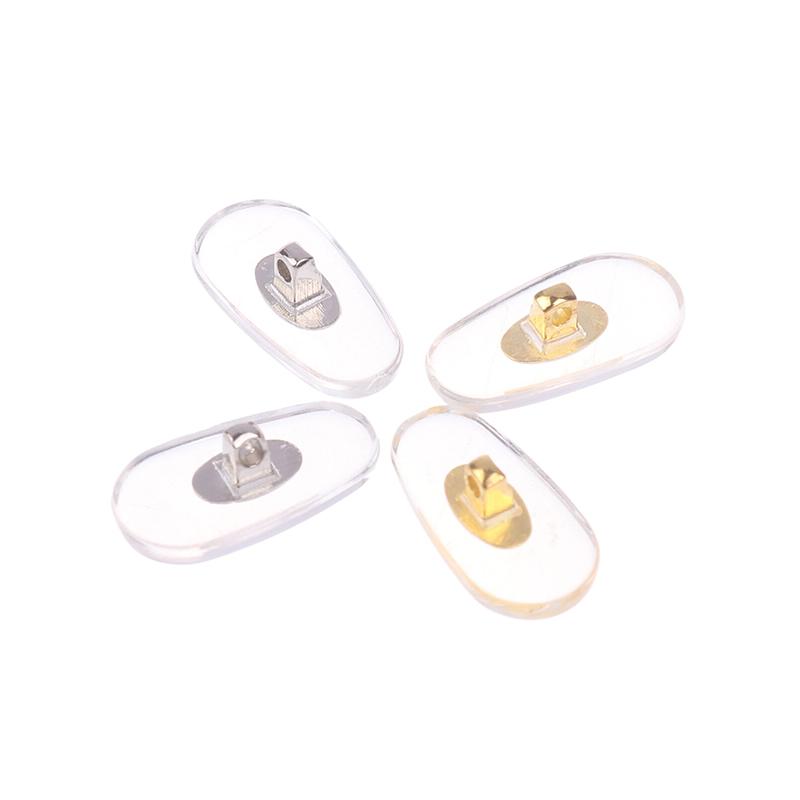 10Pairs Gold Silver Transparent Silicone Screw On Nose Pads Metal Core Brace For Glasses Support Eyewear Accessories