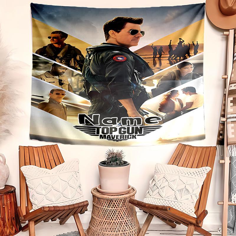 Personalized Top Gun Maverick Background Tapestry,Custom Name Birthday Party,Multifunctional Wall Decoration for Home Decor,Various Occasions