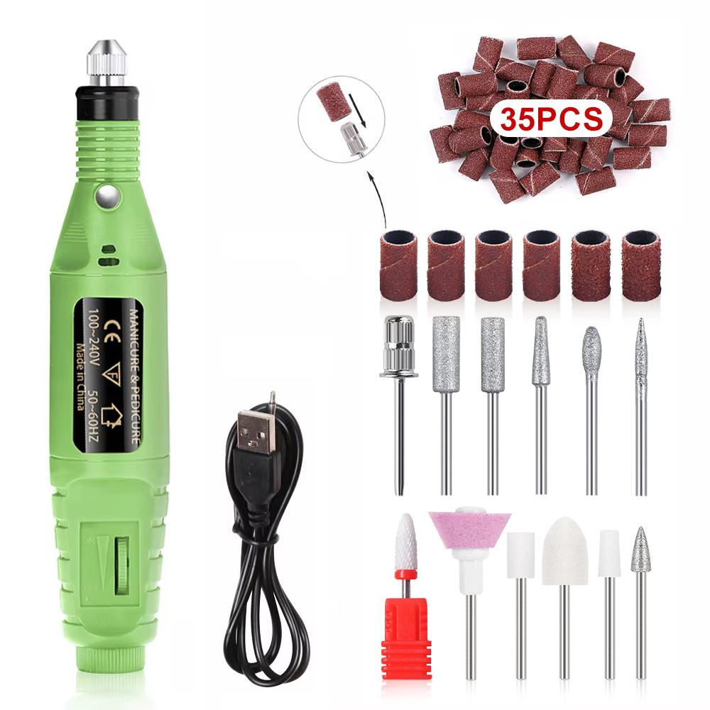 YIKOOLIN Portable Nail Sander Set Electric Nail Drill Machine Milling Cutter For Manicure Pedicure Strong Polishing Tools