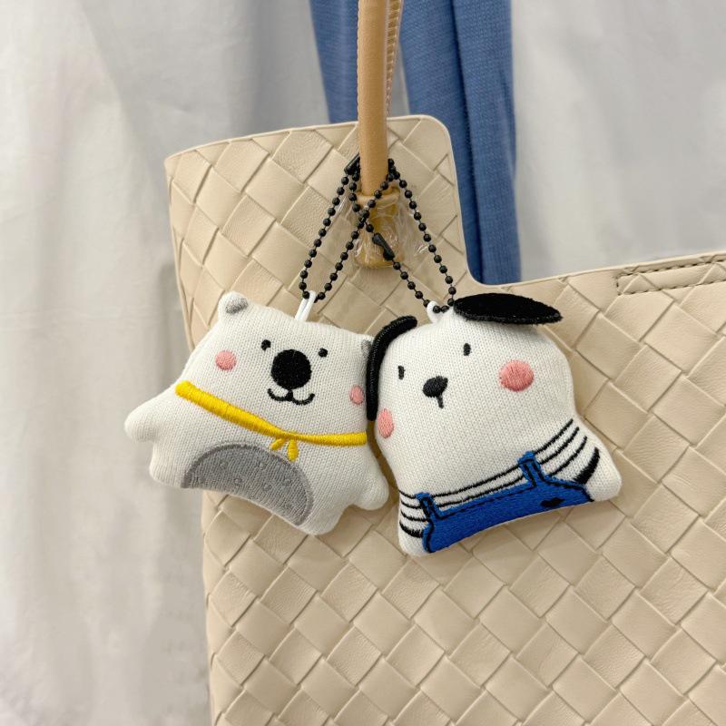 1 Pcs Cartoon Plush Foll Bear Puppy Doll Fabric Pendant Student School Bag Pendant Keychain Decoration