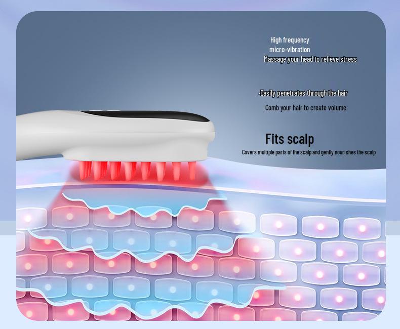 Red & Blue Light Electric Scalp Massager Comb with Hair Growth Oil